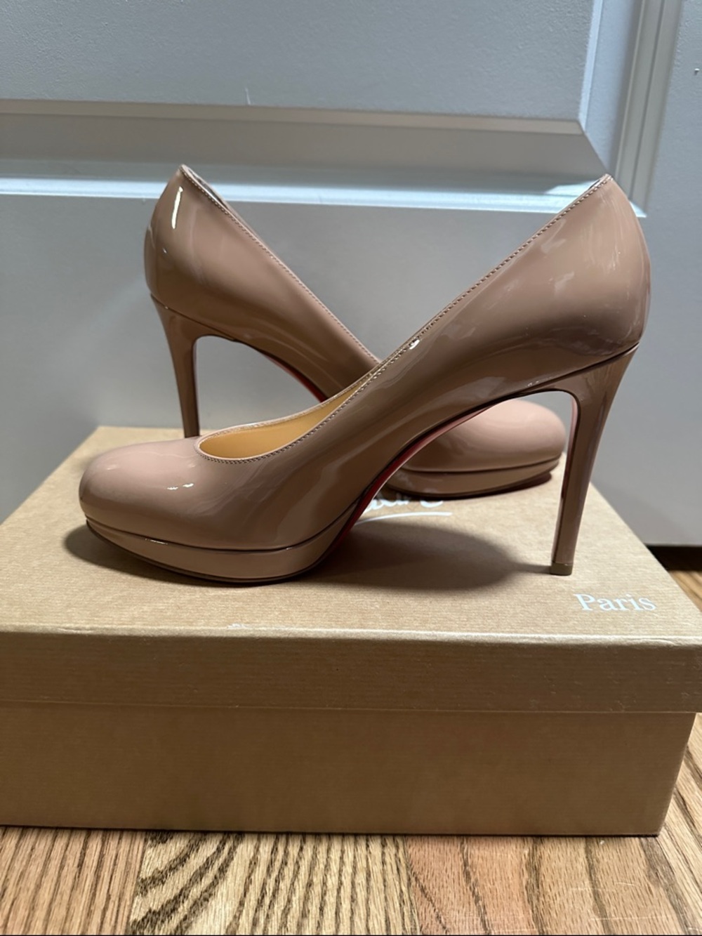 Christian Louboutin Nude Patent Leather Pumps